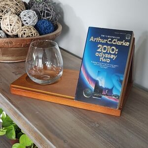 Wooden Book Stand with Glass Holder, NEW, Owl Design, Charming Book Reader Decor